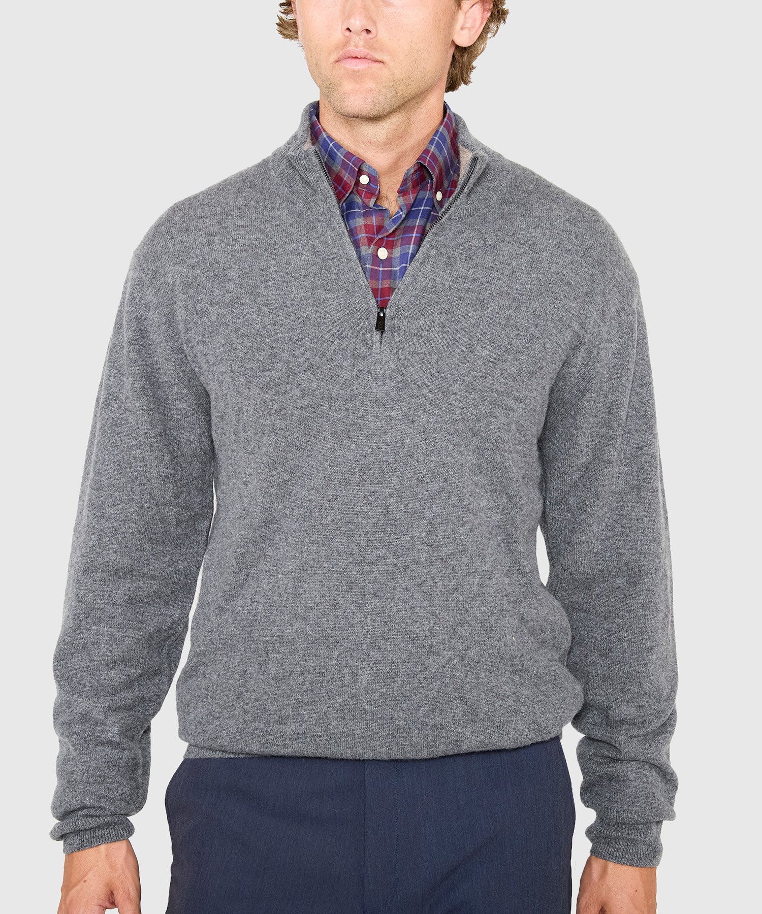 Long Sleeve Cashmere Quarter Zip Pullover