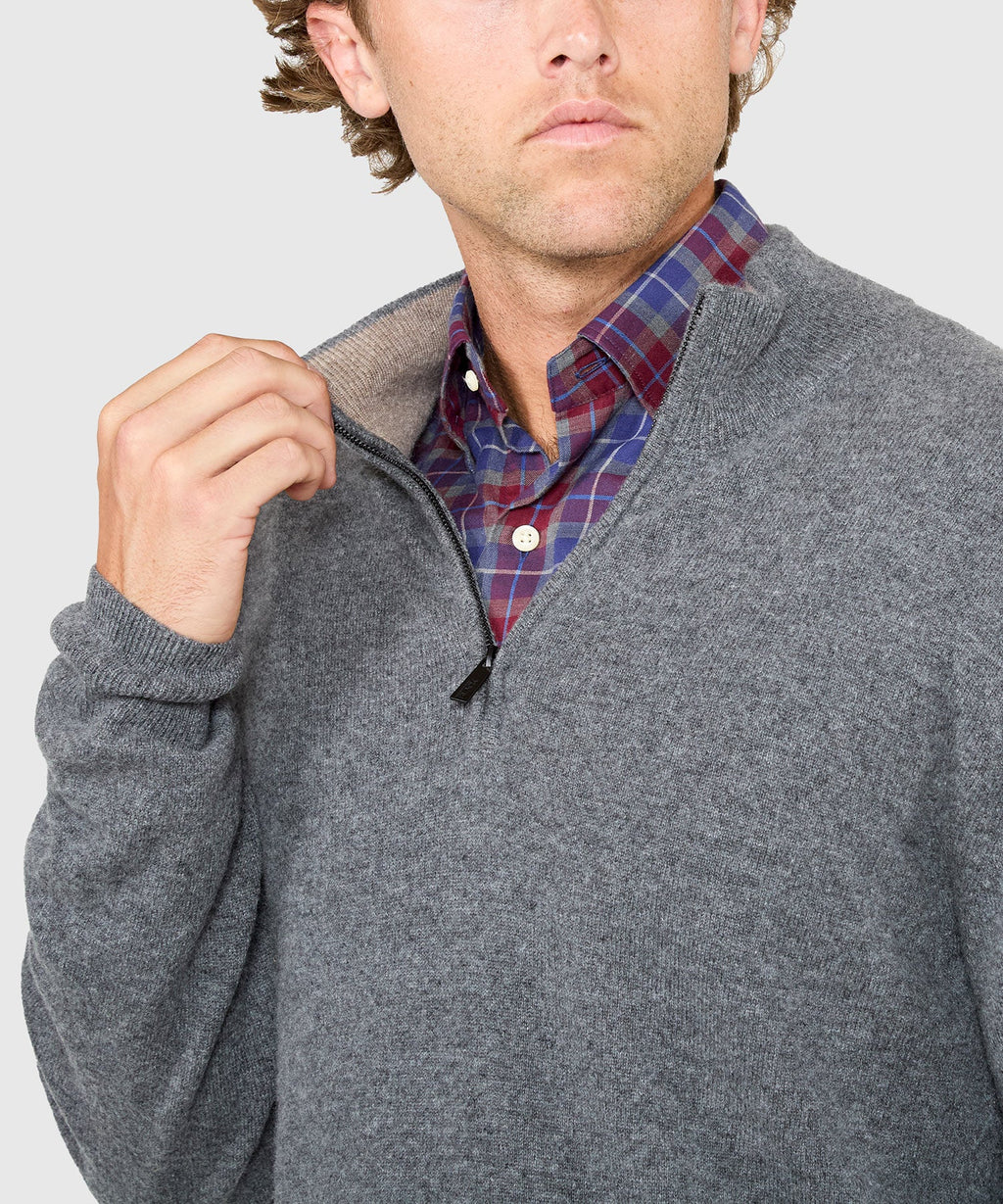 Long Sleeve Cashmere Quarter Zip Pullover