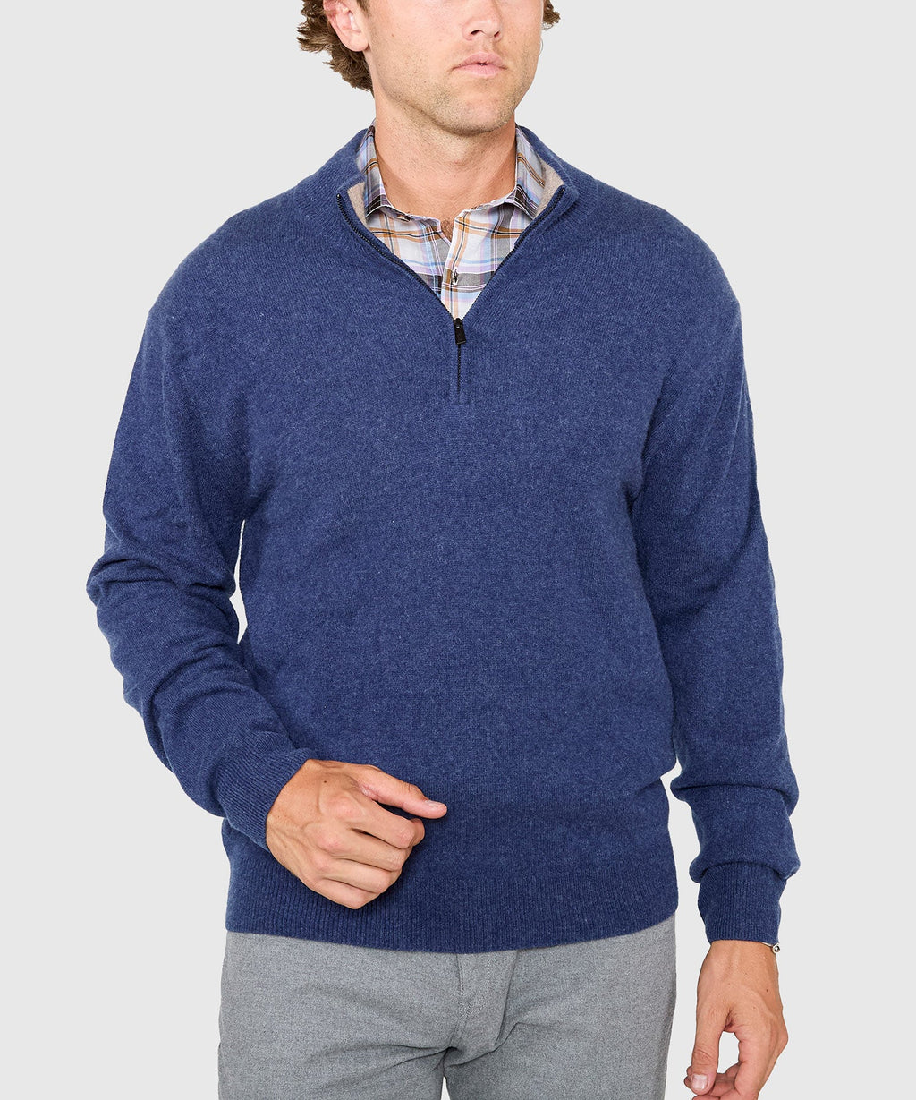 Long Sleeve Cashmere Quarter Zip Pullover