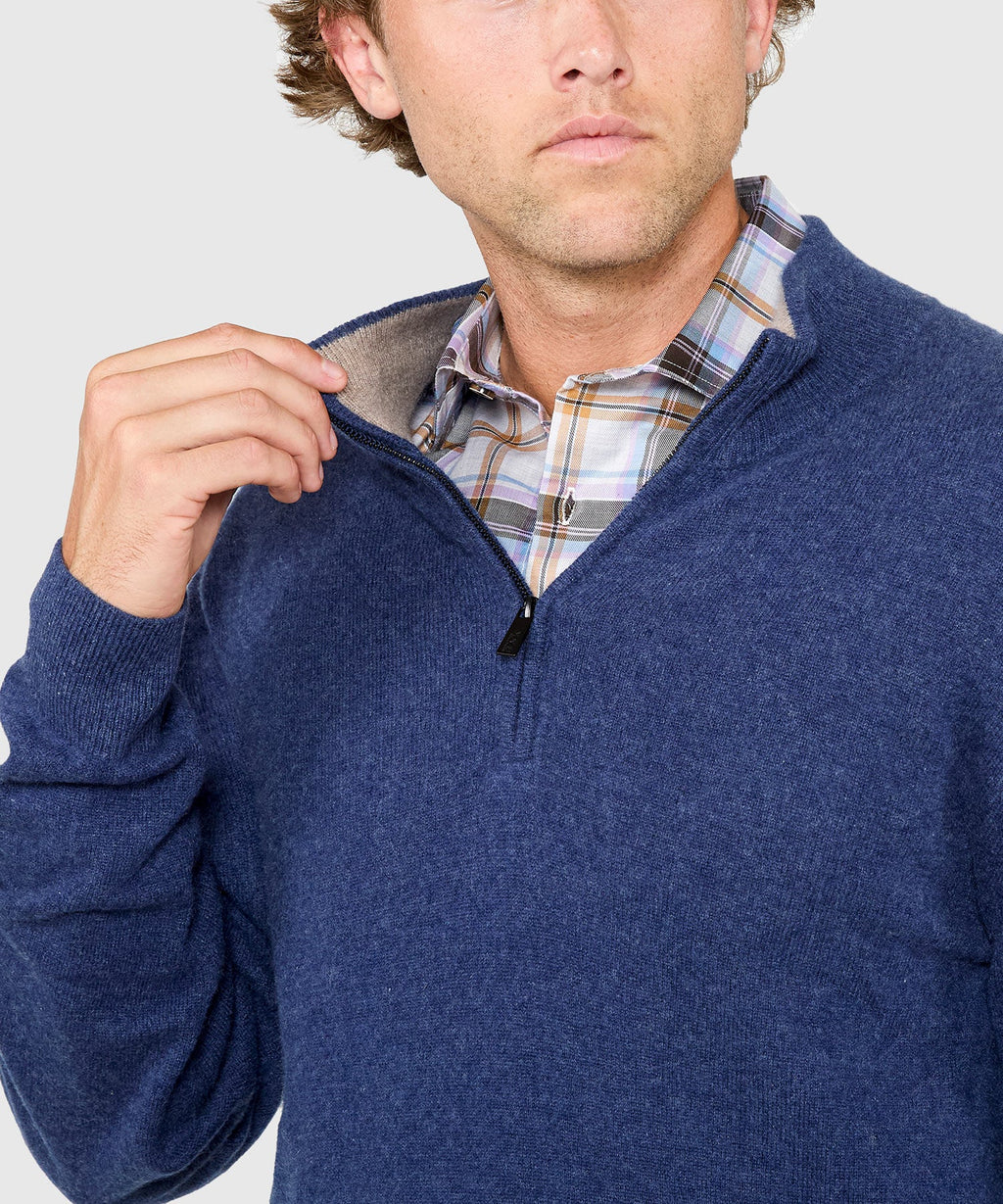Long Sleeve Cashmere Quarter Zip Pullover