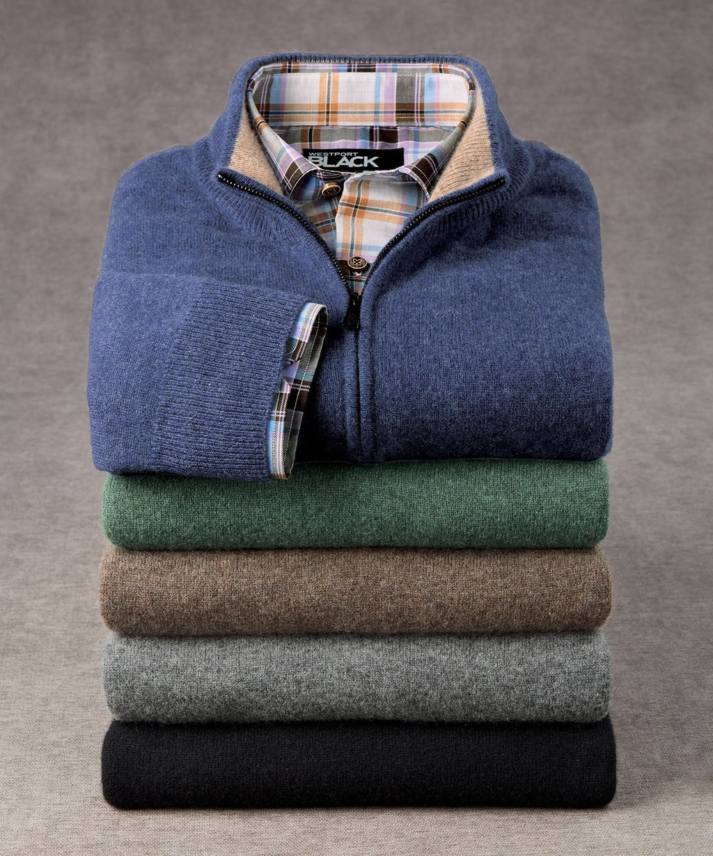 Long Sleeve Cashmere Quarter Zip Pullover