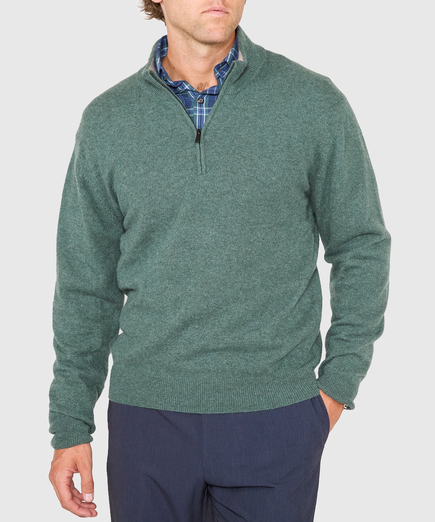 Long Sleeve Cashmere Quarter Zip Pullover