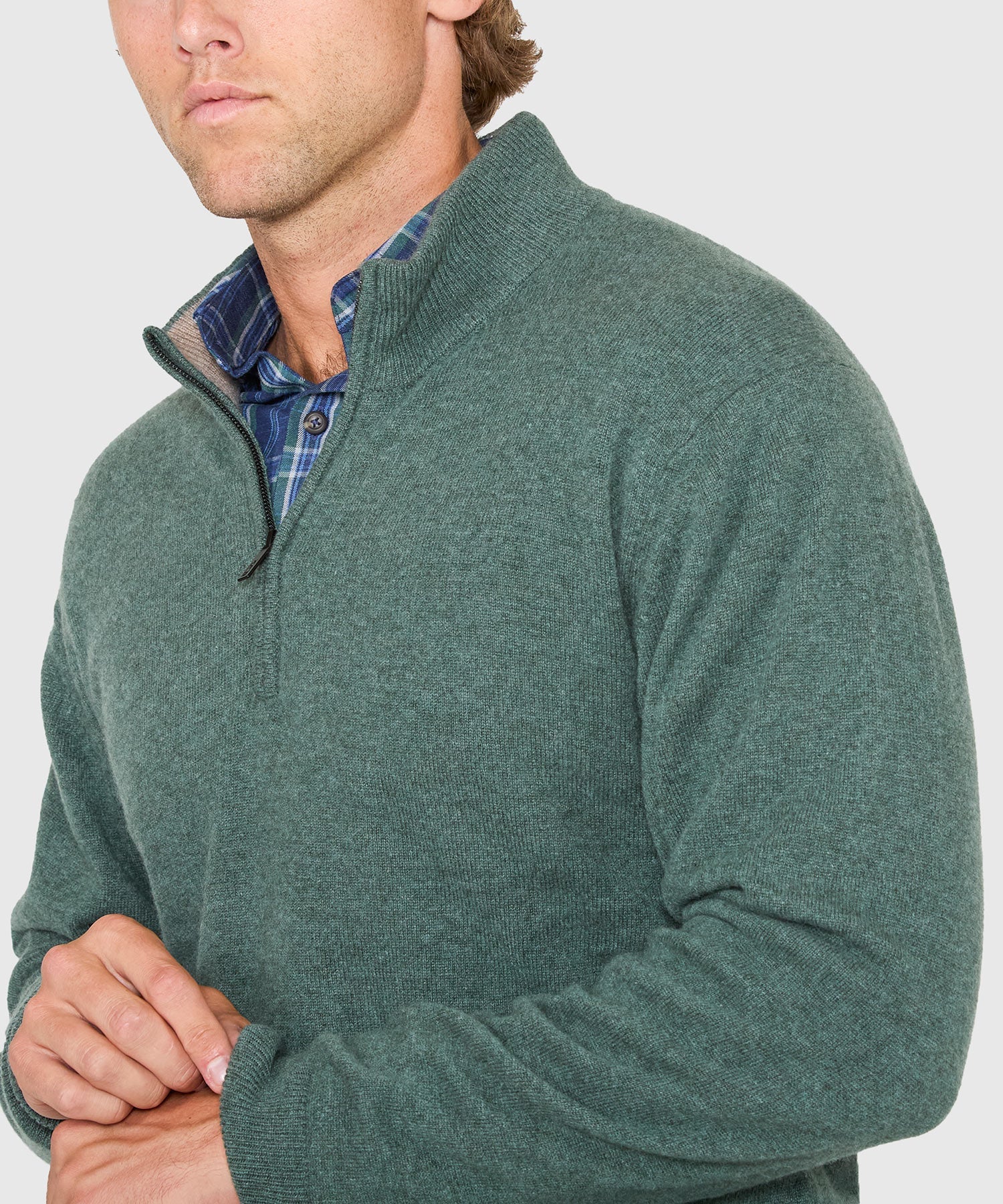 Long Sleeve Cashmere Quarter Zip Pullover