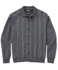 Long Sleeve Birdseye Stripe Button Front Merino Polo – Charcoal