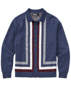 Long Sleeve Button Front Merino Wool Polo – Navy
