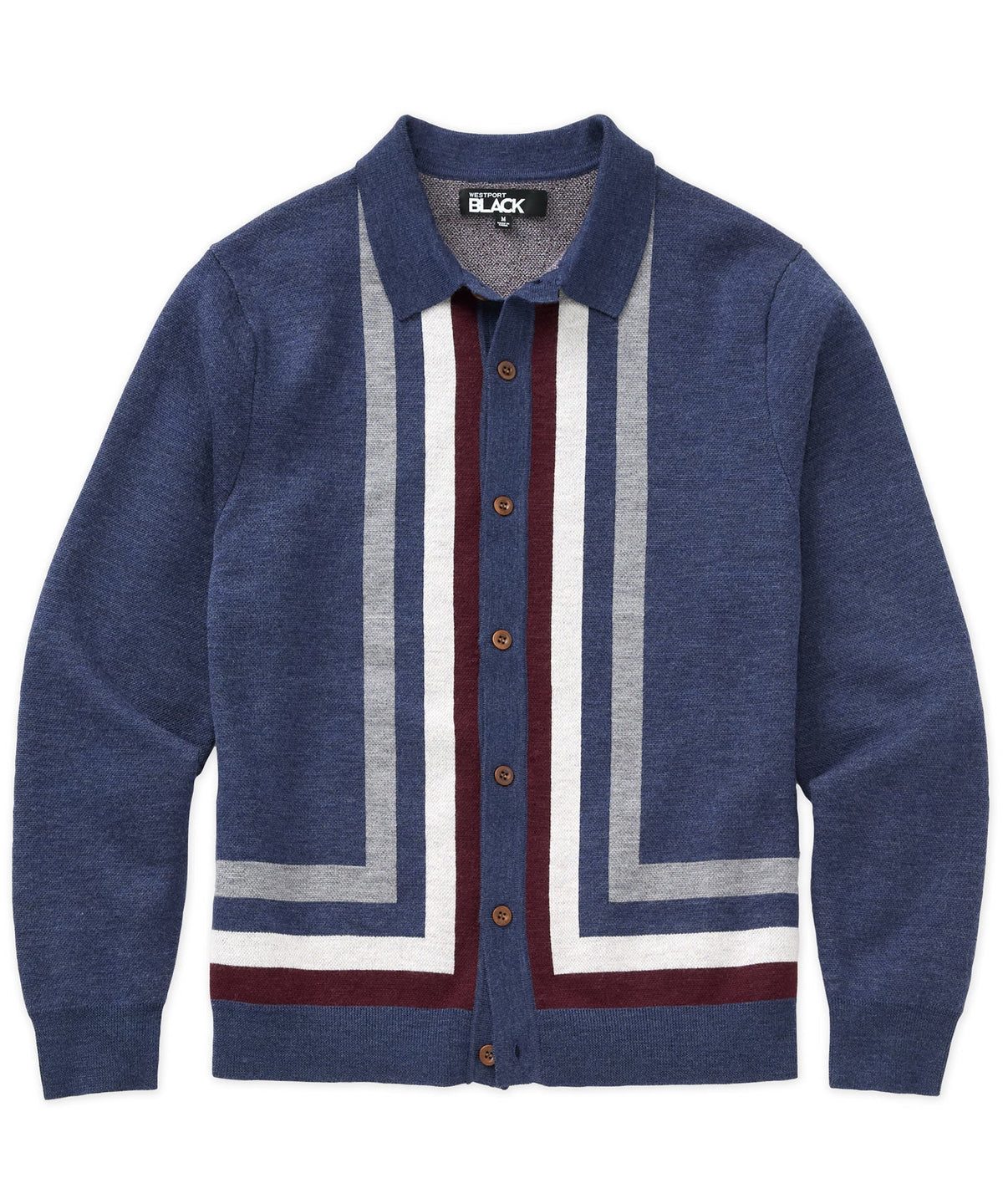 Long Sleeve Button Front Merino Wool Polo – Navy