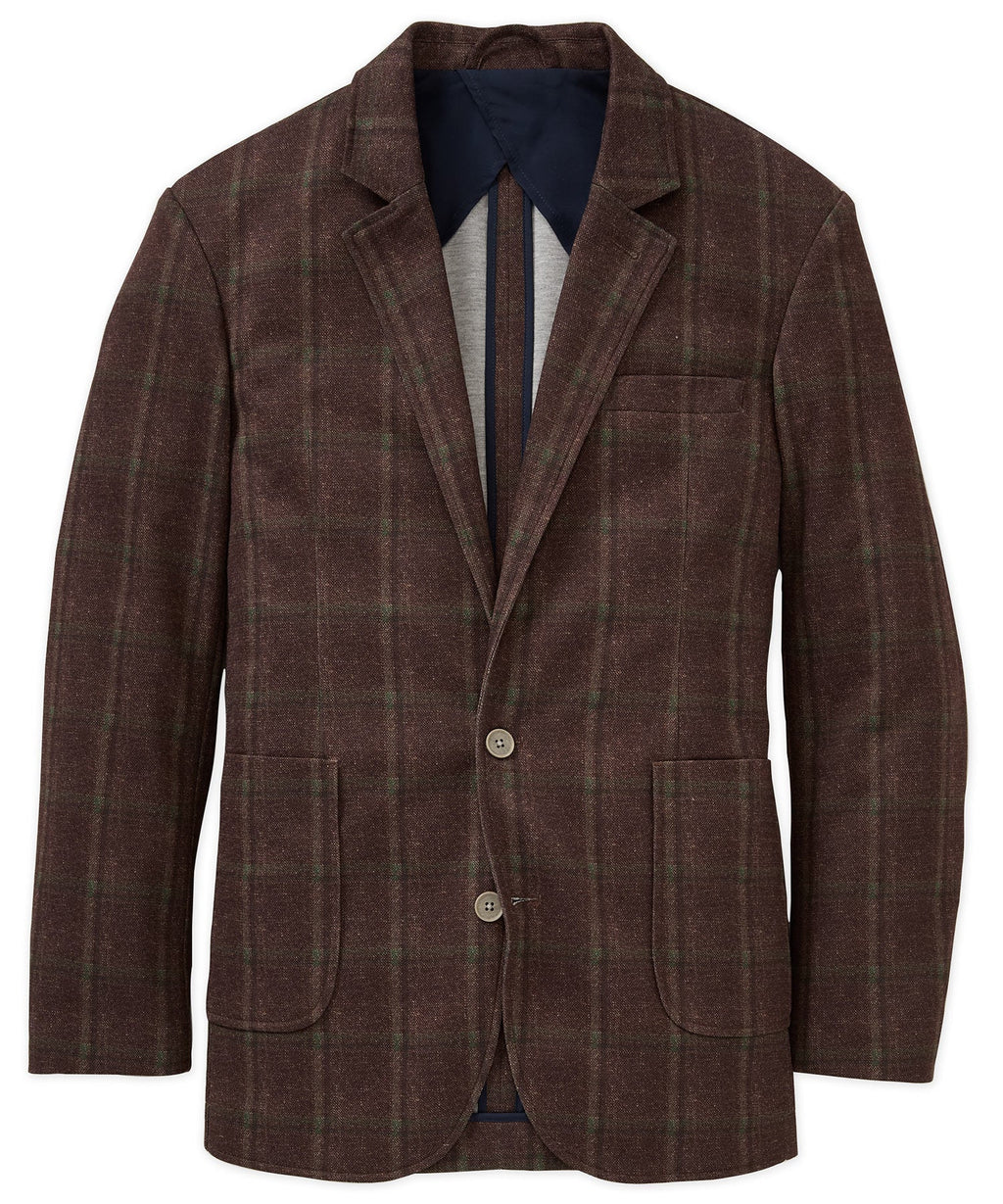 Stretch Knit Plaid Sport Coat – Brown