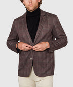 Stretch Knit Plaid Sport Coat – Brown