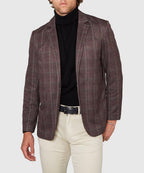 Stretch Knit Plaid Sport Coat – Brown