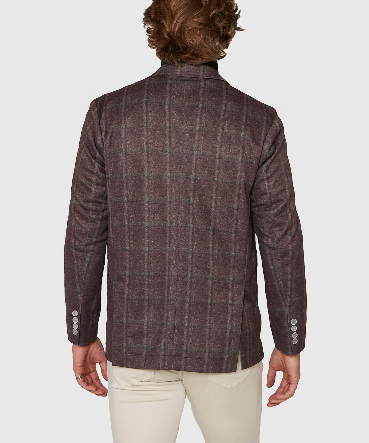 Stretch Knit Plaid Sport Coat – Brown