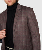 Stretch Knit Plaid Sport Coat – Brown
