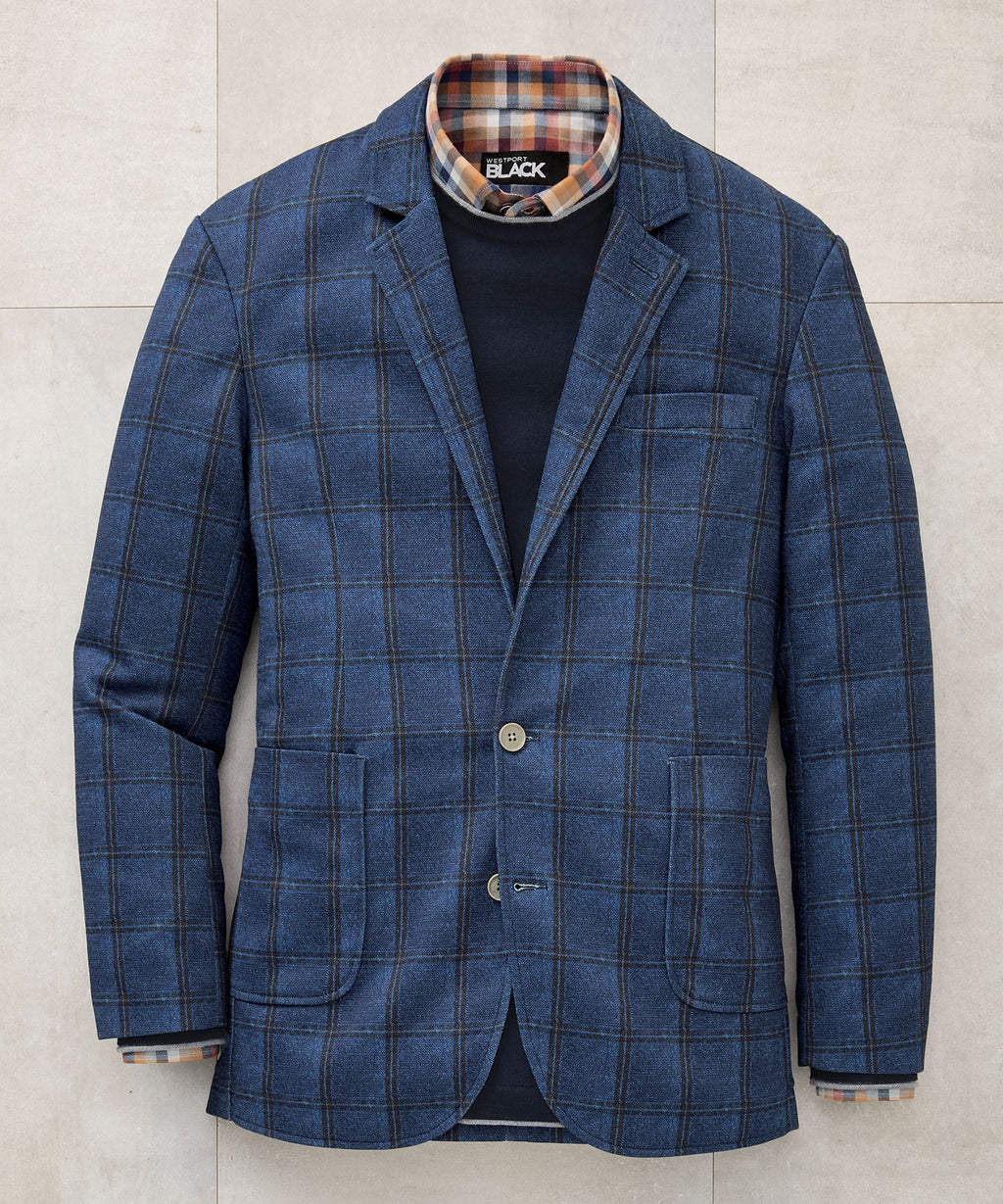 Stretch Knit Plaid Sport Coat – Indigo