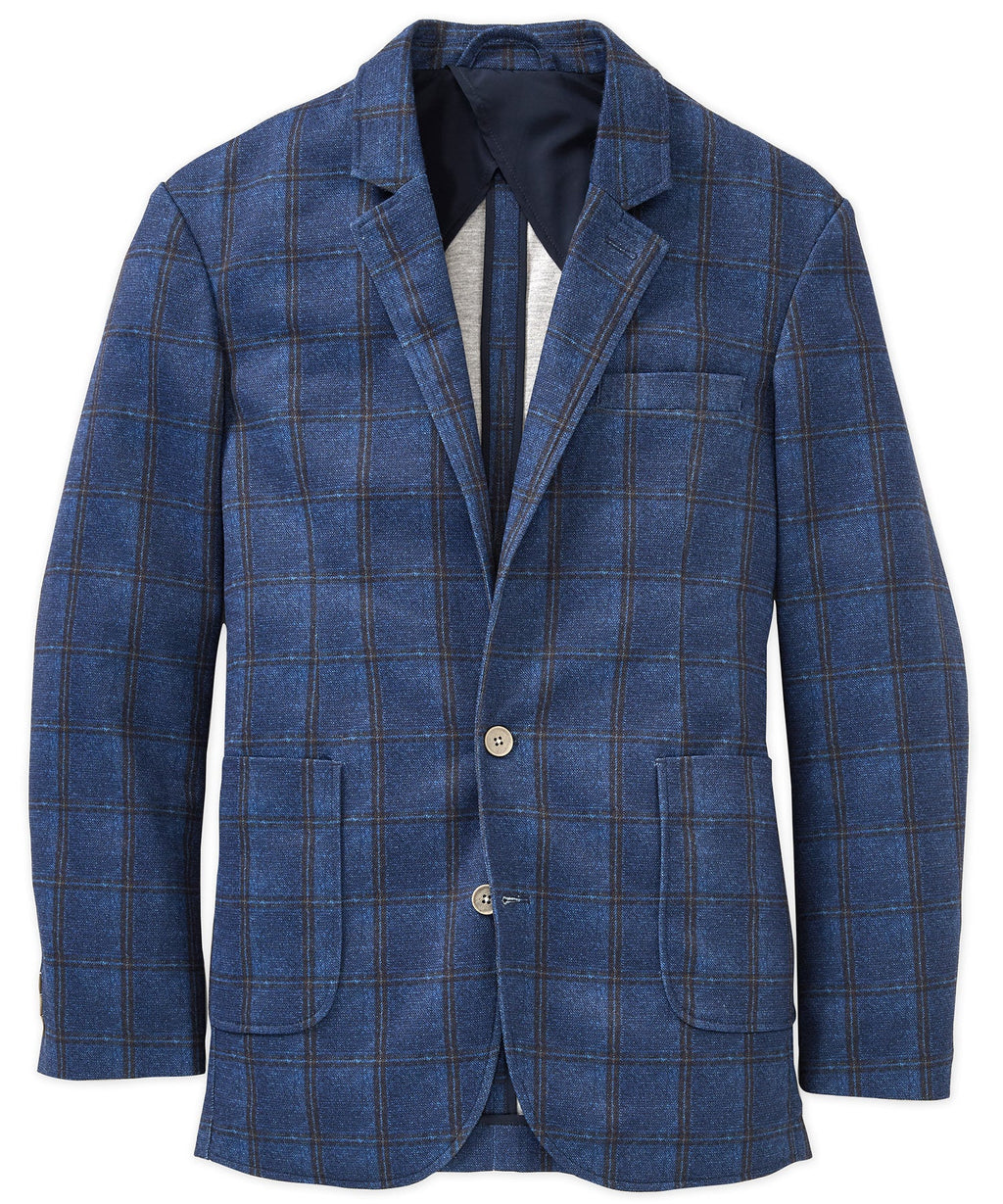 Stretch Knit Plaid Sport Coat – Indigo