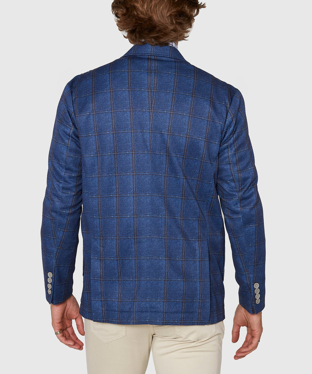 Stretch Knit Plaid Sport Coat – Indigo