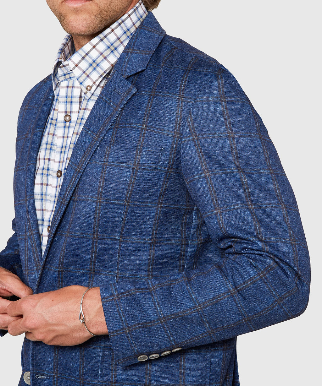 Stretch Knit Plaid Sport Coat – Indigo