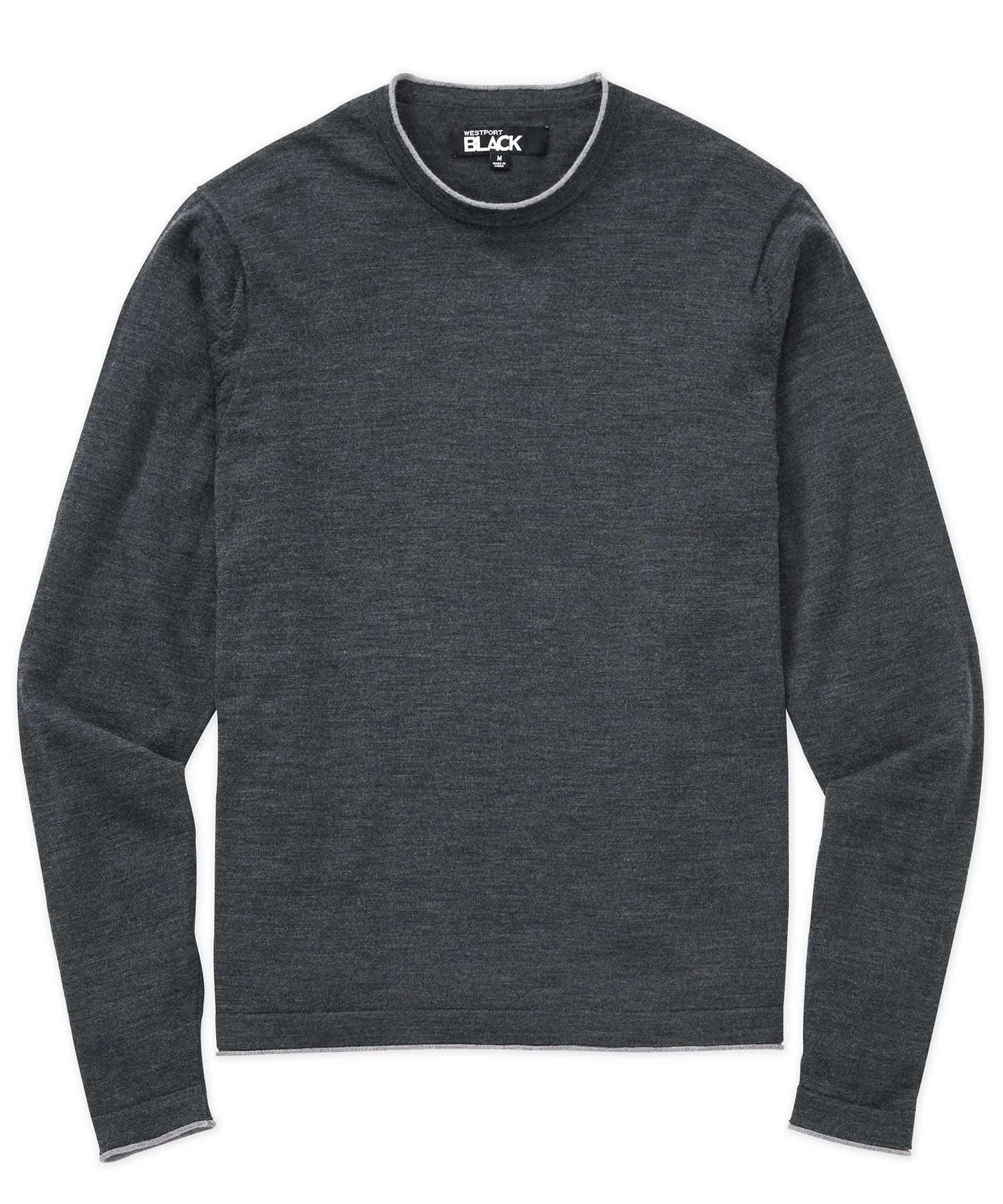 Long Sleeve Tipped Crew Neck Merino Pullover