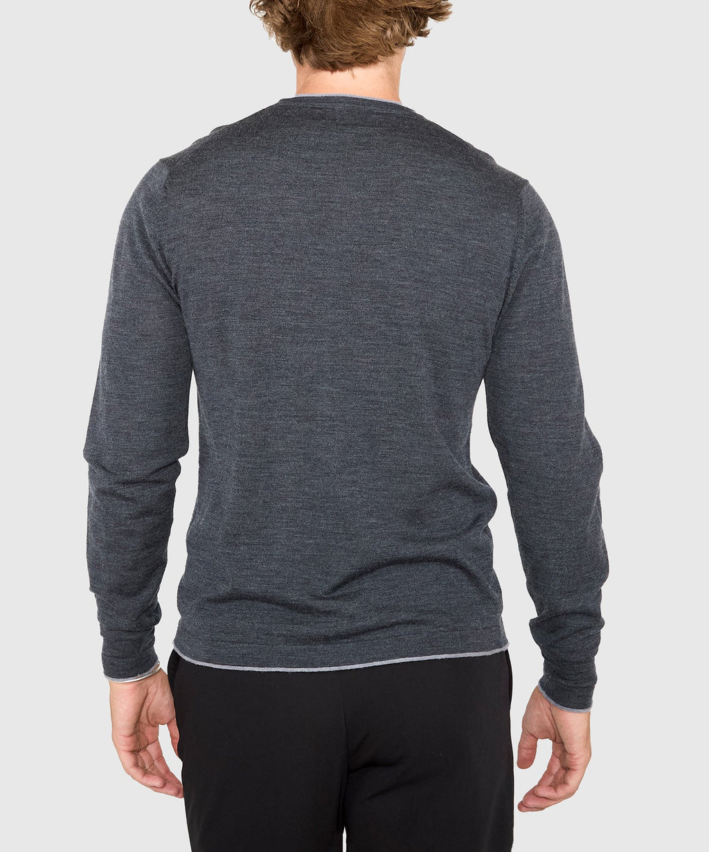 Long Sleeve Tipped Crew Neck Merino Pullover