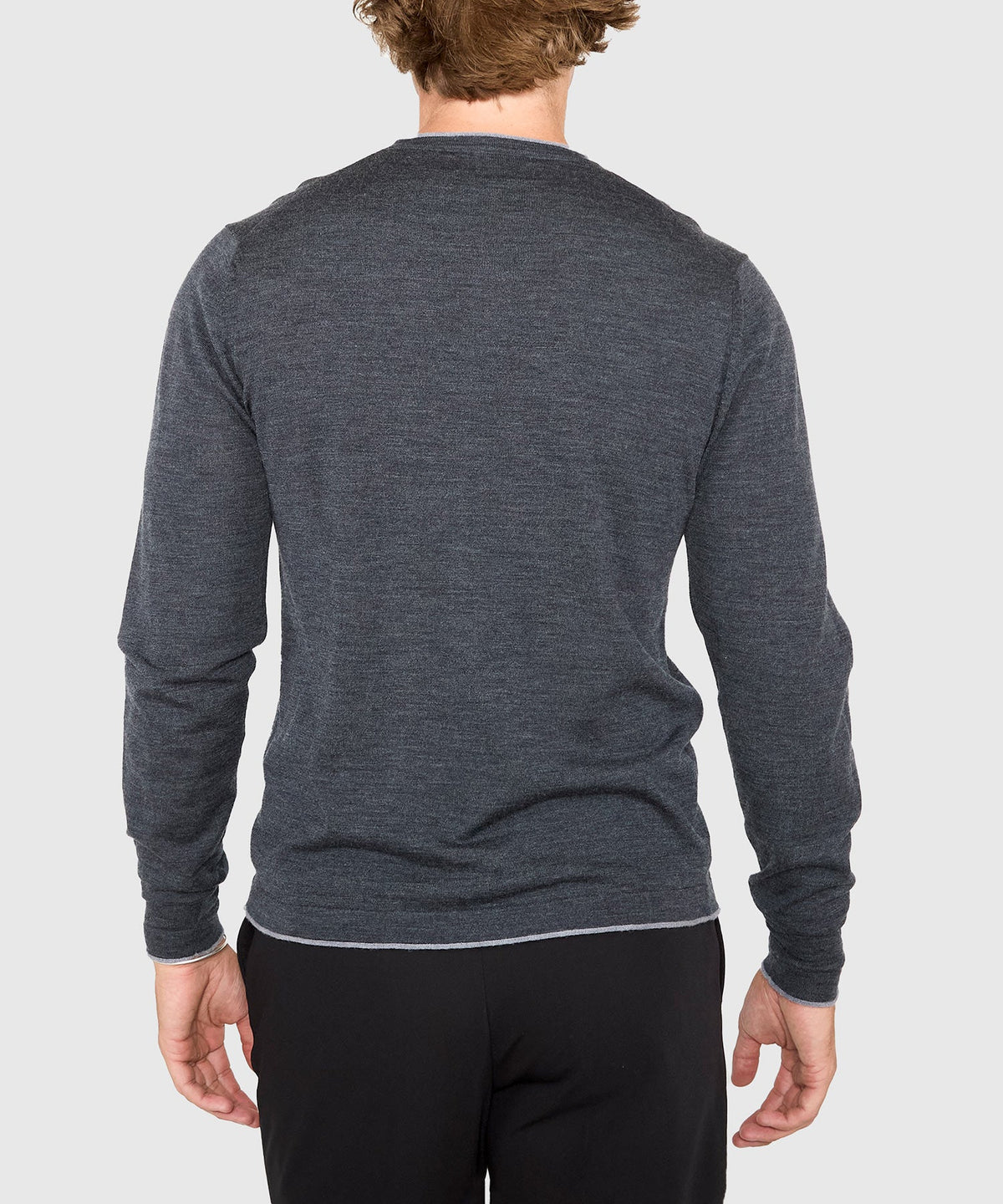 Long Sleeve Tipped Crew Neck Merino Pullover