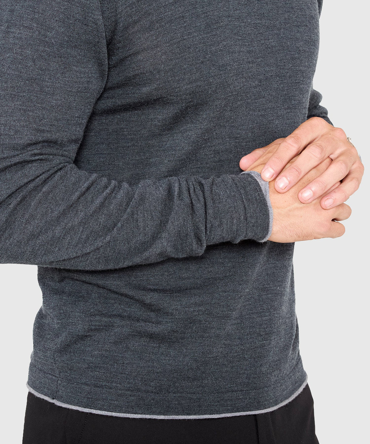 Long Sleeve Tipped Crew Neck Merino Pullover