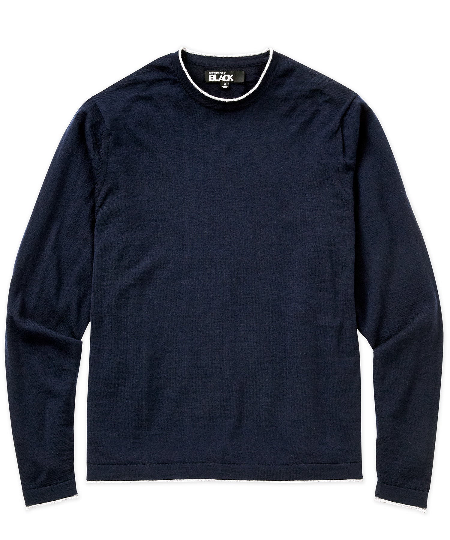 Long Sleeve Tipped Crew Neck Merino Pullover