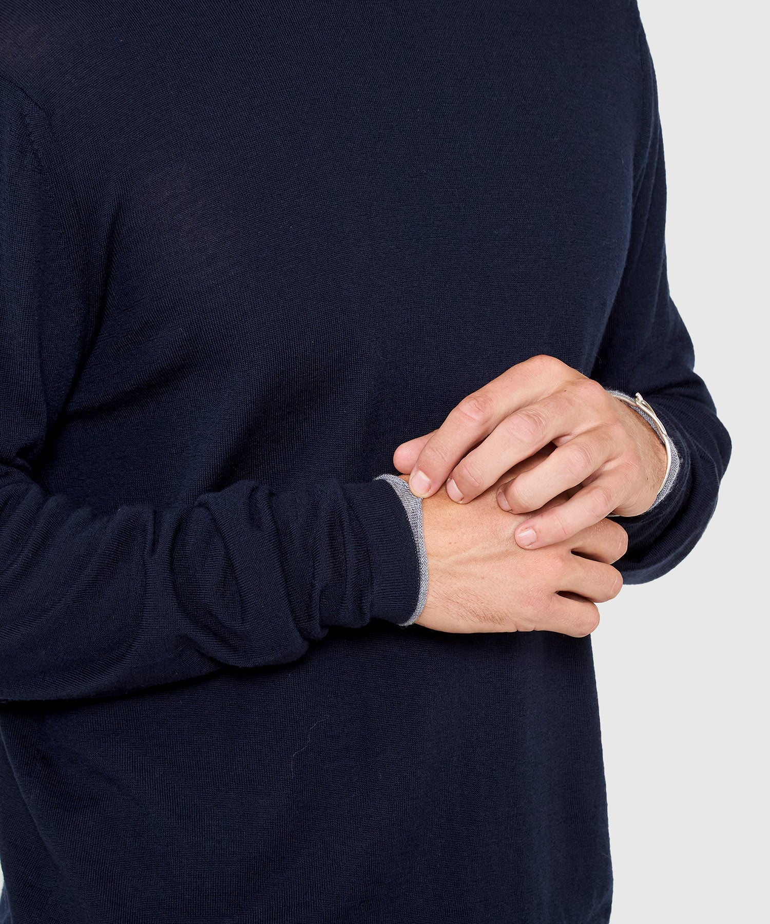 Long Sleeve Tipped Crew Neck Merino Pullover