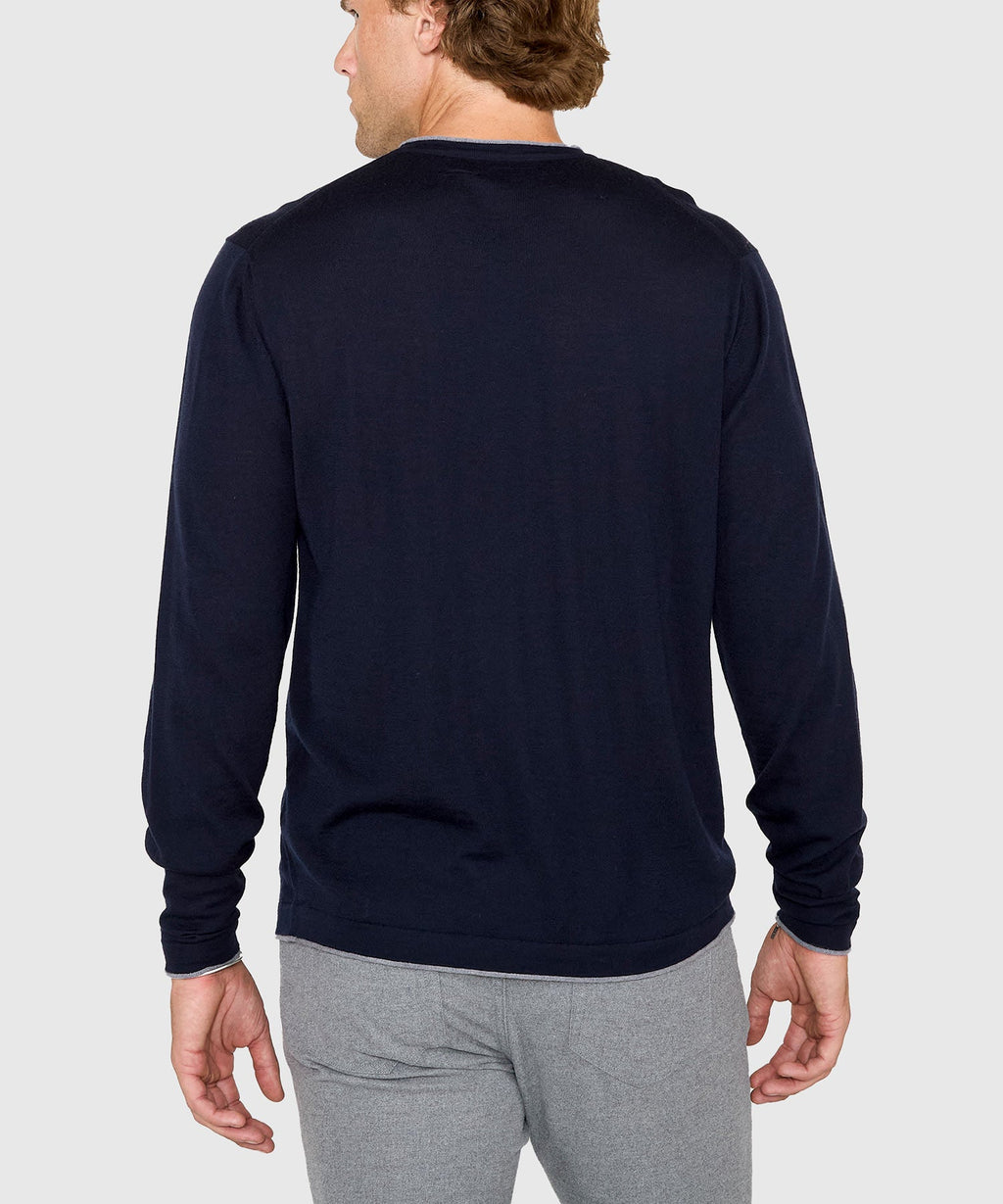 Long Sleeve Tipped Crew Neck Merino Pullover