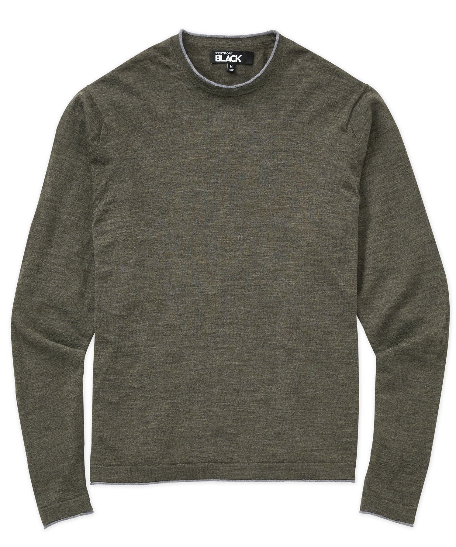 Long Sleeve Tipped Crew Neck Merino Pullover