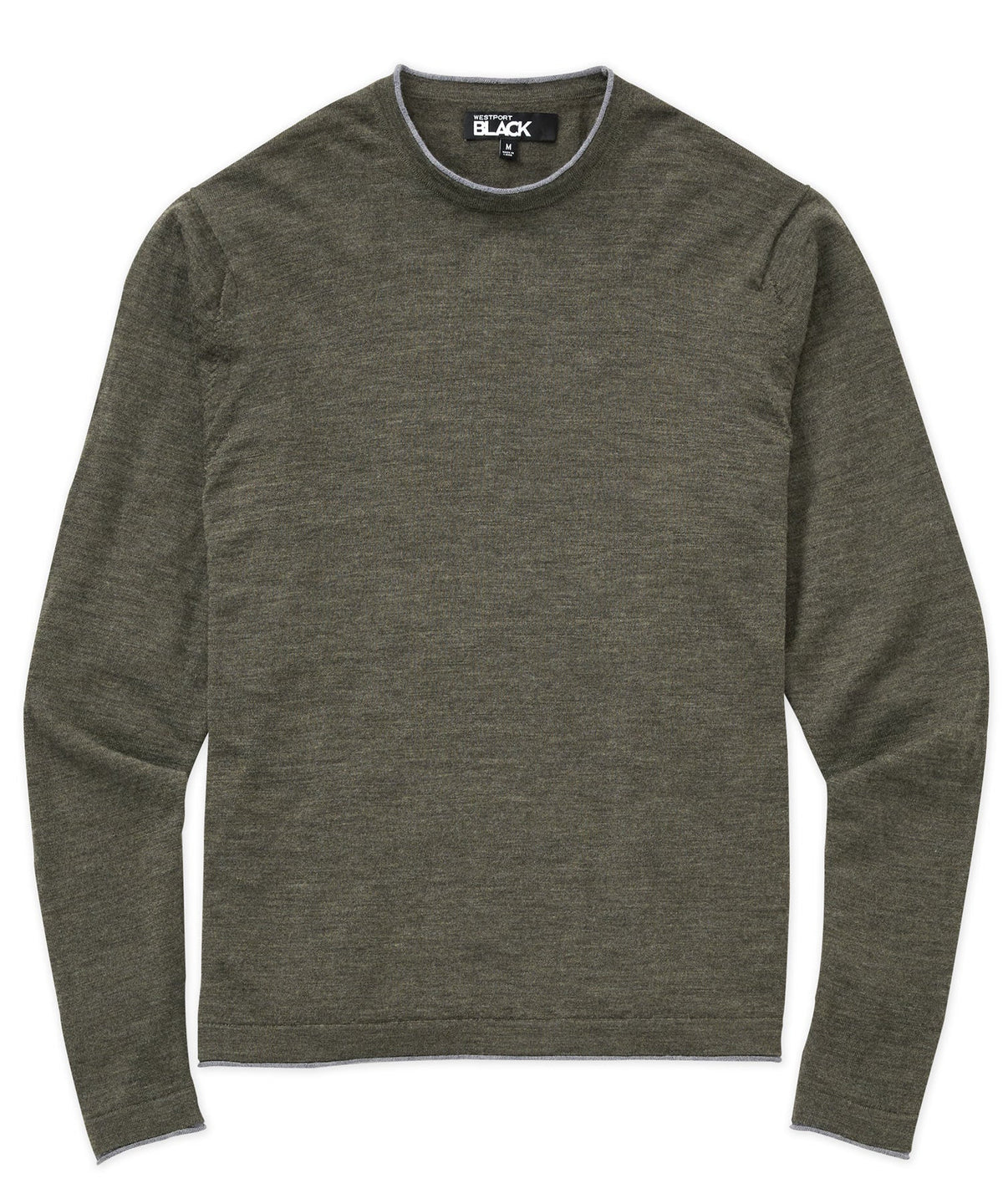 Long Sleeve Tipped Crew Neck Merino Pullover