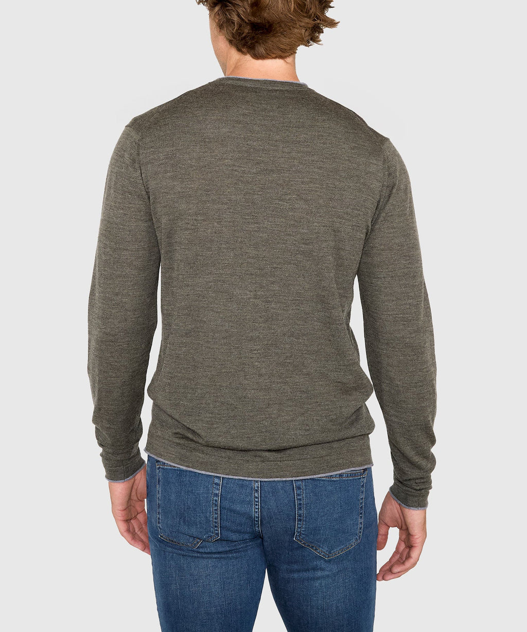 Long Sleeve Tipped Crew Neck Merino Pullover