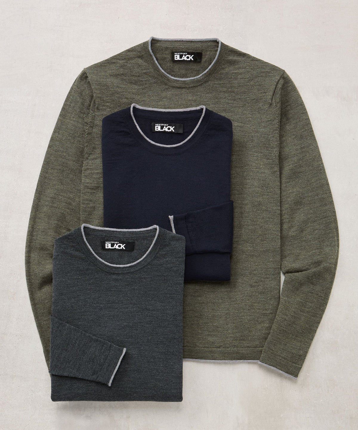 Long Sleeve Tipped Crew Neck Merino Pullover