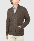 Cable Knit Shawl Collar Cardigan – Sable