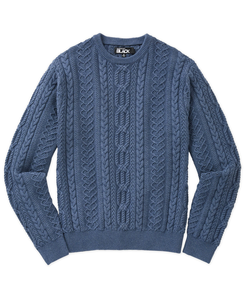 Cable Crew Neck Sweater – Indigo