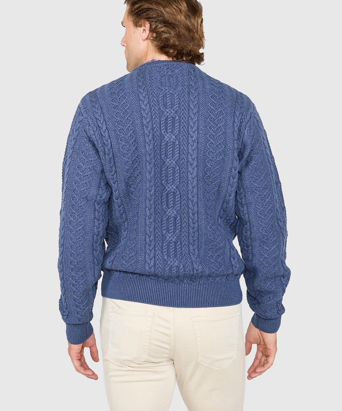 Cable Crew Neck Sweater – Indigo