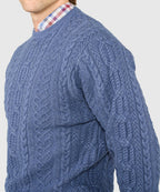 Cable Crew Neck Sweater – Indigo