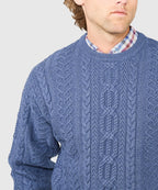 Cable Crew Neck Sweater – Indigo