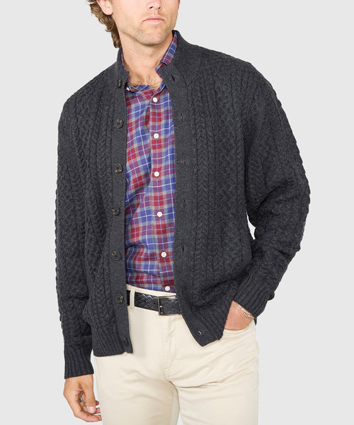 Cable Knit Cardigan Sweater – Shadow