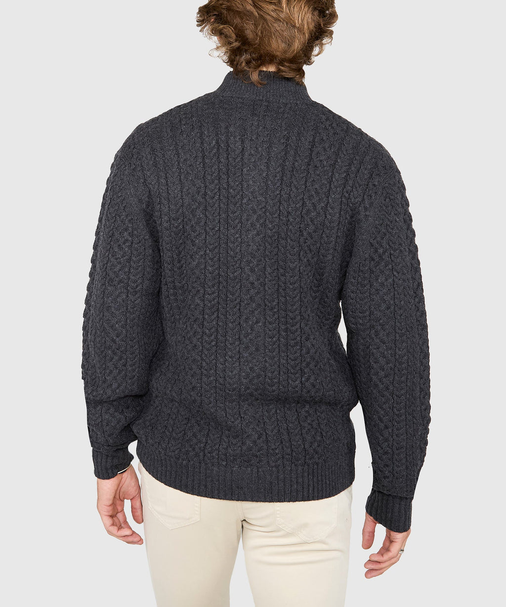 Cable Knit Cardigan Sweater – Shadow