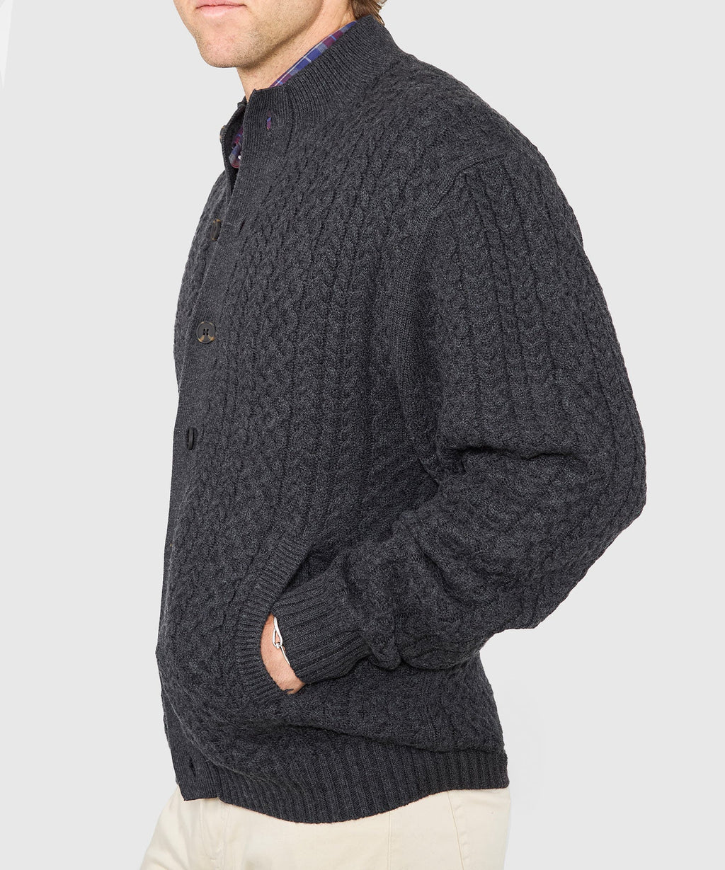 Cable Knit Cardigan Sweater – Shadow
