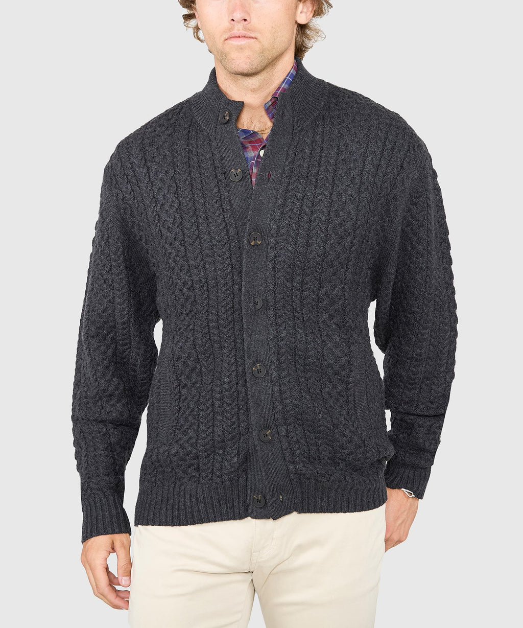 Cable Knit Cardigan Sweater – Shadow