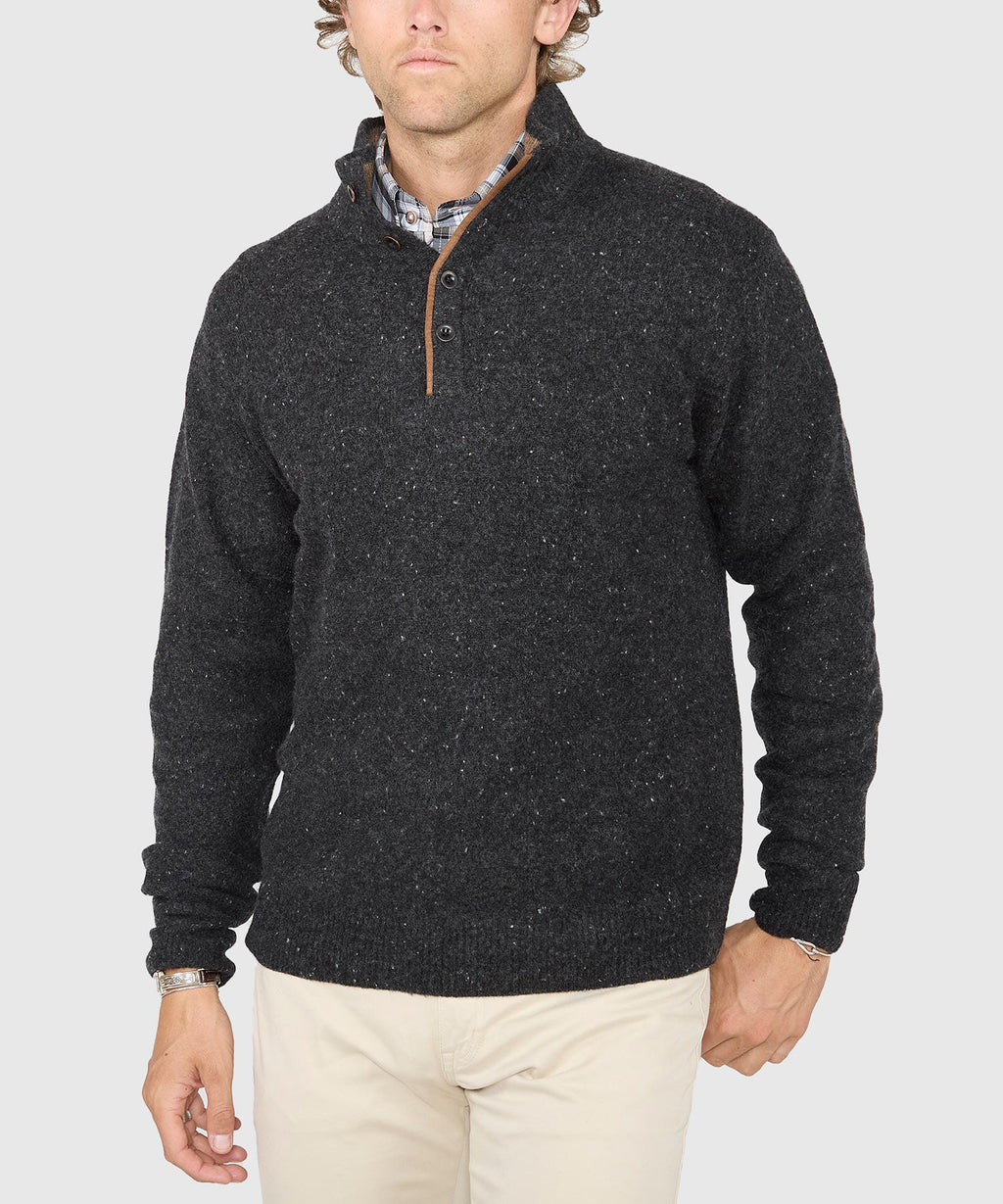 Donegal Button Mock Merino Sweater