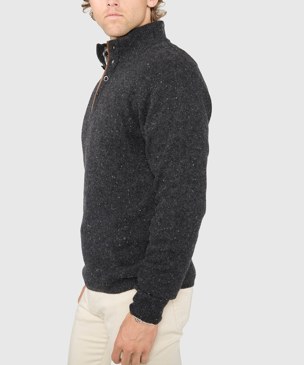 Donegal Button Mock Merino Sweater