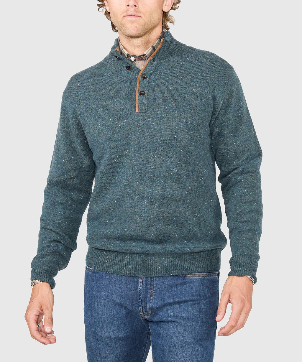 Donegal Button Mock Merino Sweater