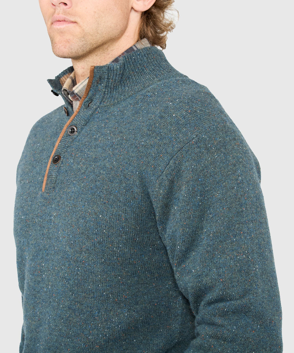 Donegal Button Mock Merino Sweater