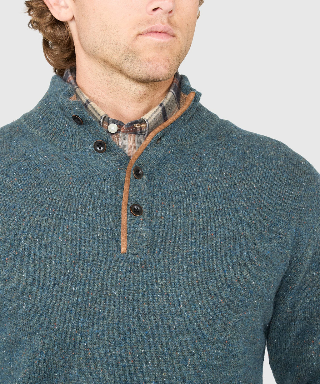 Donegal Button Mock Merino Sweater