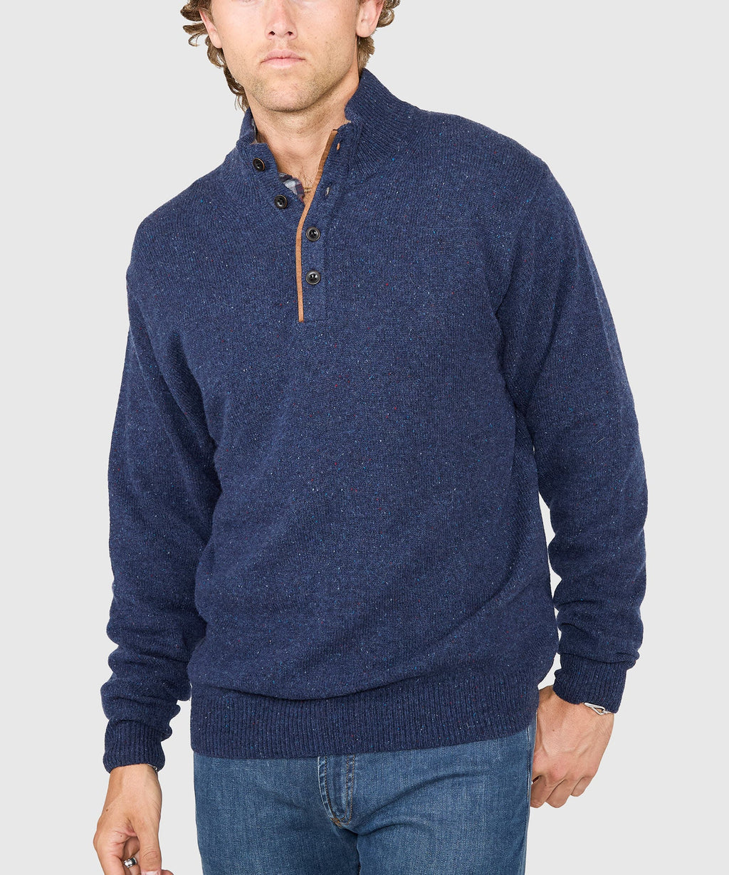 Donegal Button Mock Merino Sweater