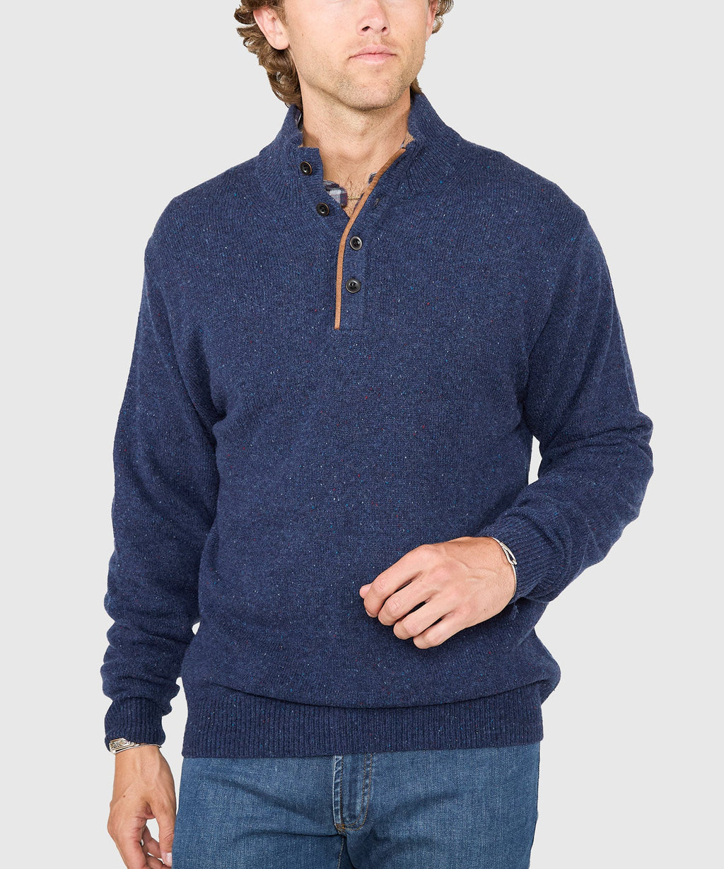 Donegal Button Mock Merino Sweater