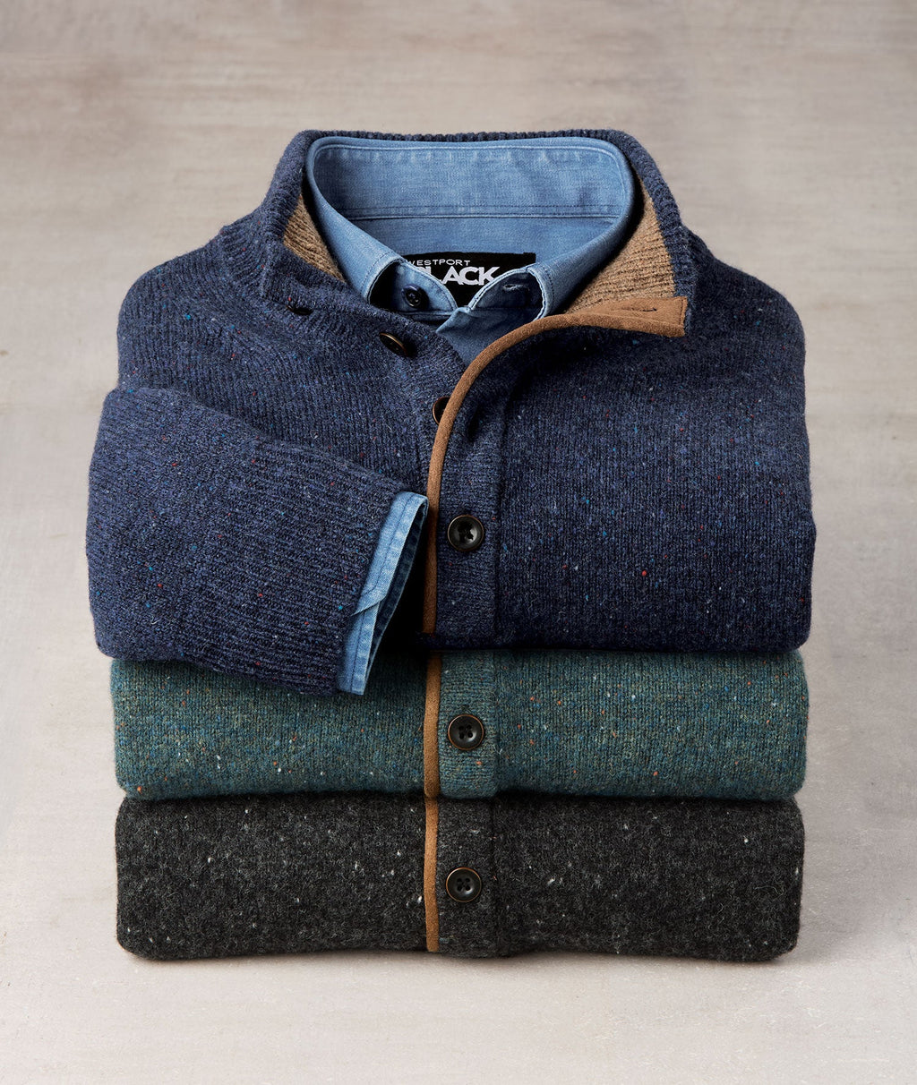 Donegal Button Mock Merino Sweater