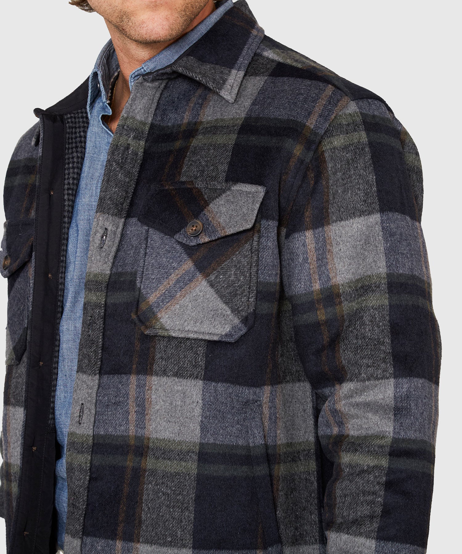 Wool Blend Houndstooth Shirt Jacket – Multi