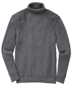 Ribbed Military Merino Wool Turtleneck Pullover