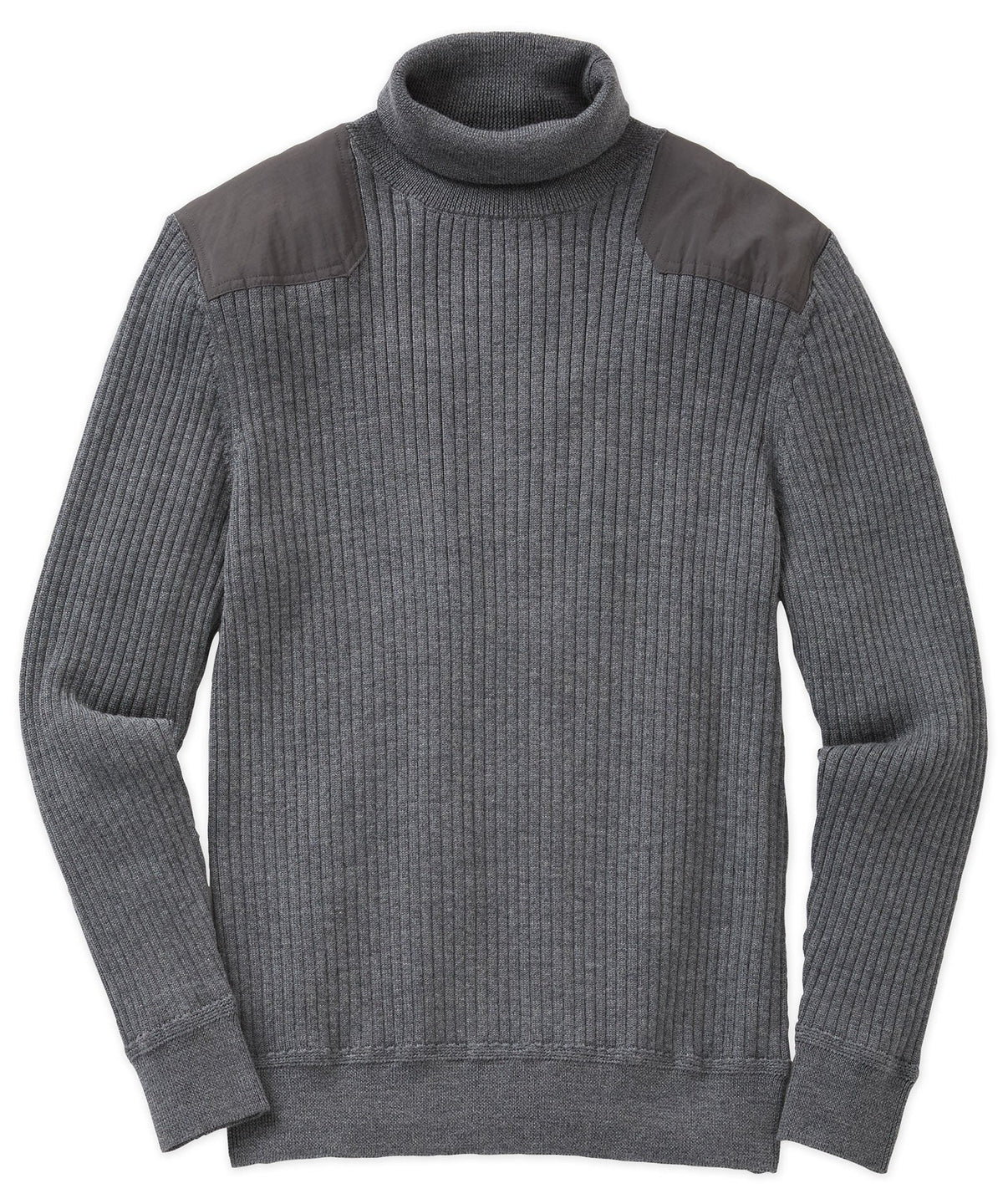 Ribbed Military Merino Wool Turtleneck Pullover